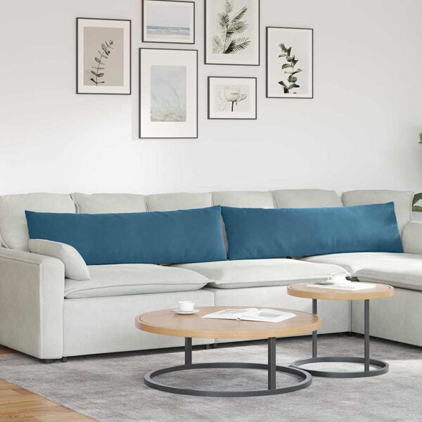 vidaXL S&oacute;fap&uacute;&eth;ar 2 pcs Bl&aacute;r 145 x 40 cm Korduroy efni