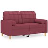 vidaXL 2 S&aelig;ta S&oacute;fi me&eth; Skrautp&uacute;&eth;um V&iacute;nrautt &Aacute;kl&aelig;&eth;i 120 cm