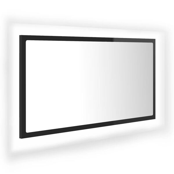 vidaXL LED Ba&eth;herbergisspegill H&aacute;glans Svartur 80x8,5x37 cm