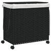 vidaXL &thorn;vottakarfa me&eth; Hj&oacute;lum Svartur 60x35x60,5 cm Rattan