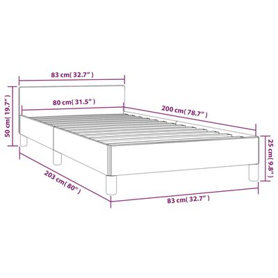 vidaXL Rúmgrind með höfuðgafli án Dýnu Svartur 80x200 cm