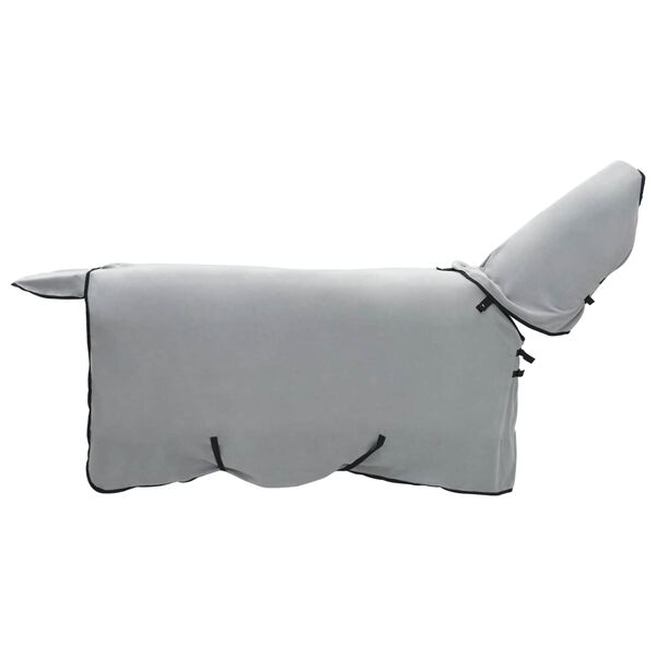 vidaXL Hrossateppa Fullkominn lj&oacute;sgr&aacute;r og bleikur P&oacute;l&yacute;ester