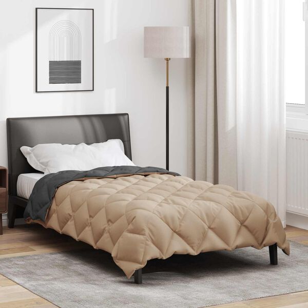 vidaXL Vetrar s&aelig;ng Antrac&iacute;t og Taupe 220 x 155 cm M&iacute;kr&oacute;f&iacute;ber