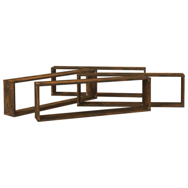 vidaXL Veggfestar Kubbahillur 4 stk. Eik 100x15x30 cm Samsettur Vi&eth;ur