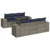 vidaXL 7 stykki gar&eth;s&oacute;fasett me&eth; p&uacute;&eth;um Grey Poly Rattan Akas&iacute;uvi&eth;ur