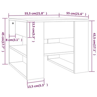 vidaXL Sófaborð Grátt Sonoma 55,5x55x45 cm Samsettur Viður