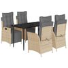vidaXL 5 Hluta Gar&eth;s&oacute;fasett me&eth; Sessum Drapplitu&eth; Blanda P&oacute;l&yacute;rattan