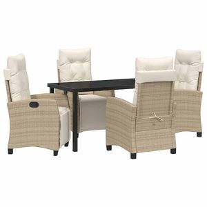 vidaXL Garður borðsett 5 pcs Drapplitaður pólýrattan