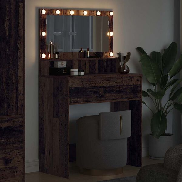 vidaXL Svefnherbergis kl&aelig;&eth;abur&eth;arbla&eth; Gamall vi&eth;ur 80 x 39,6 x 135 cm