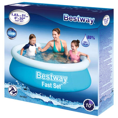92844 Bestway Fast Set Inflatable Pool Round 183x51 cm Blue