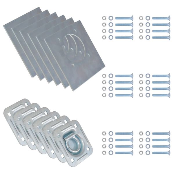 vidaXL Festiaugu fyrir Tengivagn 6 Stk S&iacute;nkh&uacute;&eth;a&eth; St&aacute;l 2000 kg