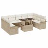 vidaXL Gar&eth;s&oacute;fa sett me&eth; p&uacute;&eth;i 10 pcs Drapplita&eth;ur Poly rattan