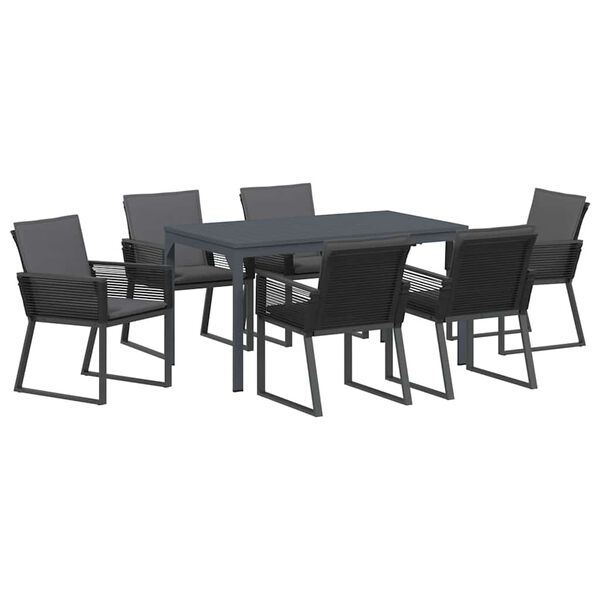 vidaXL Gar&eth;ur bor&eth;sett 7 pcs Antras&iacute;t p&oacute;l&yacute;rattan