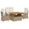 vidaXL 4 Hluta Gar&eth;bor&eth;stofusett me&eth; Sessum Drappa&eth; P&oacute;l&yacute;rattan