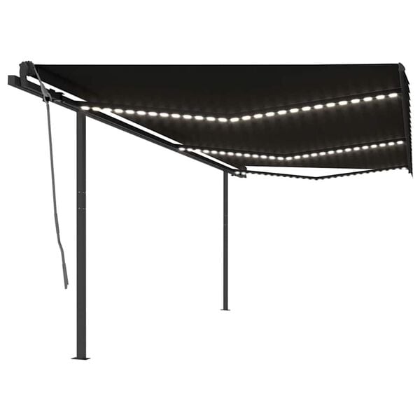 vidaXL Sj&aacute;lfvirkt Syggni me&eth; LED&Vindskynjara 6x3 m Reykgr&aacute;tt