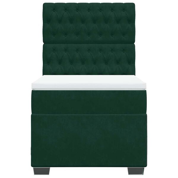 vidaXL H&oacute;lfa&eth; Springr&uacute;m D&ouml;kkgr&aelig;nt 90x200 cm Flauel