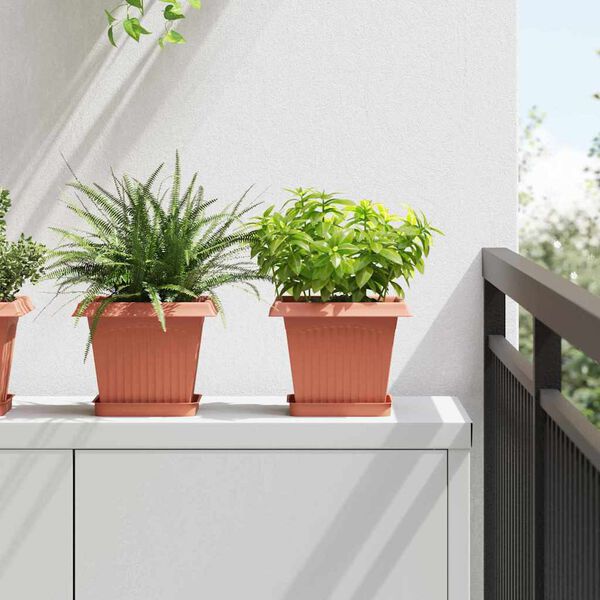 vidaXL Fermetra bl&oacute;mapottr 6 pcs Ekkert Rautt 20 x 20 x 16 cm Plast