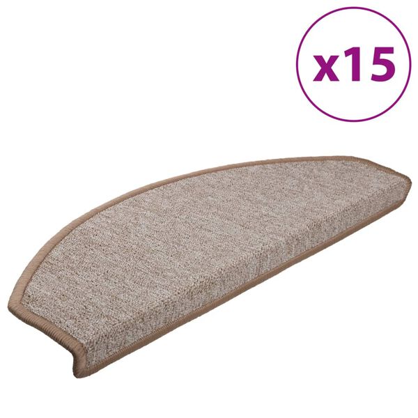 vidaXL Stigamottur 15 stk 65x24x4 cm lj&oacute;sbr&uacute;nar h&aacute;lfhringlaga st&oacute;rar