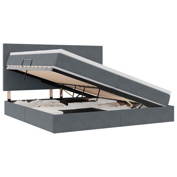 vidaXL R&uacute;m me&eth; geymslur&yacute;mi og d&yacute;nu D&ouml;kk gr&aacute; 200 x 200 cm Flauel