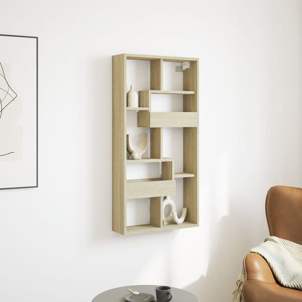 vidaXL Veggsk&aacute;pur Sonoma Eik 50x15x100 cm Samsettur Vi&eth;ur