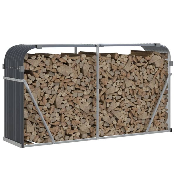 vidaXL Eldiviðargrind Reykgrá 180x45x100 cm Sinkhúðað Stál