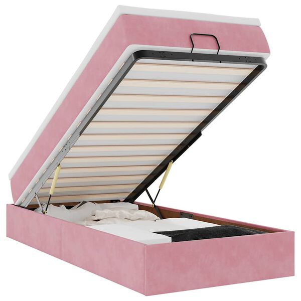 vidaXL Ottoman r&uacute;mgrind me&eth; d&yacute;nu Bleik 80x200 cm Flauel