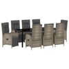 vidaXL Gar&eth;ur bor&eth;sett me&eth; p&uacute;&eth;i 9 pcs Gr&aacute;r p&oacute;l&yacute;rattan