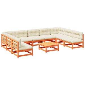 vidaXL 10 Hluta Gar&eth;s&oacute;fasett me&eth; Sessum Vaxbr&uacute;nn Gegnheil Fura