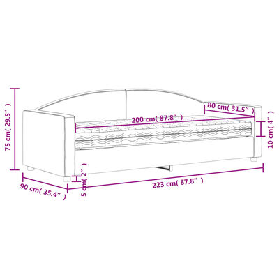 vidaXL Svefnsófi með Dýnu Svartur 80x200 cm Efni