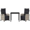 vidaXL Garður borðsett með púði 3 pcs Ljósgrár pólýrattan