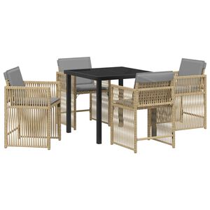 vidaXL Gar&eth;ur bor&eth;sett 5 pcs Drapplita&eth;ur p&oacute;l&yacute;rattan