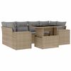 vidaXL 7 Hluta Gar&eth;s&oacute;fasett me&eth; Sessum Drapplita&eth; P&oacute;l&yacute;rattan