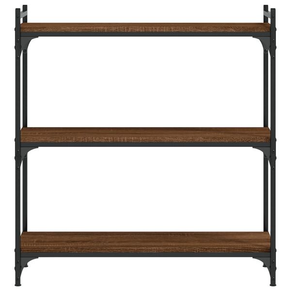 vidaXL B&oacute;kahilla me&eth; 3 Hillum Br&uacute;n Eik 80x30x86 cm Samsettur Vi&eth;ur