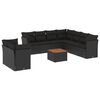 vidaXL 10 Hluta Gar&eth;h&uacute;sgagnasett me&eth; Sessum Svart P&oacute;l&yacute;rattan