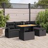 vidaXL 6 stykki gar&eth;s&oacute;fasett me&eth; p&uacute;&eth;um Black Poly Rattan Acacia