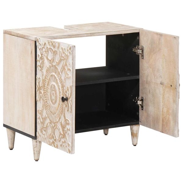 vidaXL Ba&eth;herbergisvaskarsk&aacute;pur Hv&iacute;tt 62 x 33 x 58 cm Hart mang&oacute;tr&eacute;