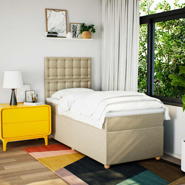 vidaXL H&oacute;lfa&eth; Springr&uacute;m me&eth; D&yacute;nu Rj&oacute;ma 90x190 cm Tauefni