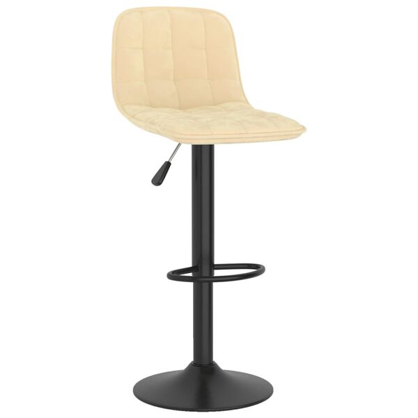 vidaXL Barstólar 2 stk. Rjómahvítir Flauel