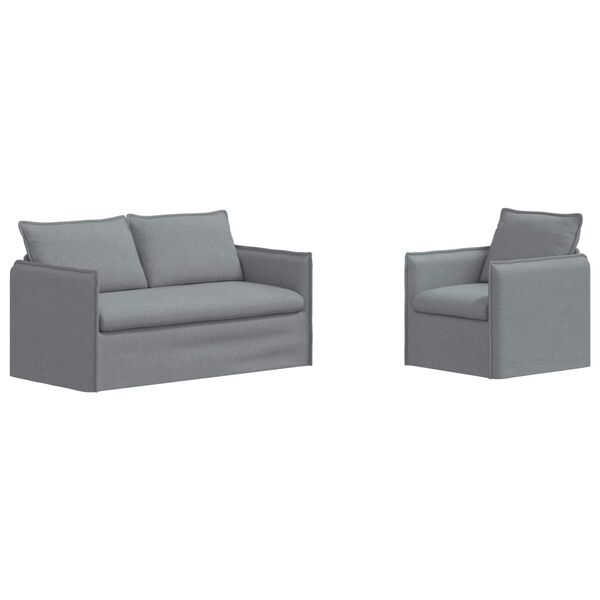 vidaXL S&oacute;fasett 2 pcs Lj&oacute;sgr&aacute;r 156 x 82 x 85 cm Efni