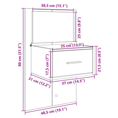 vidaXL Rúmgaflinn með Skápum Brúnn Eik 120 cm Samsettur Viður