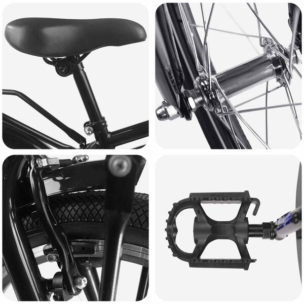 vidaXL Barnahj&oacute;l 18 Tommur fyrir 5-7 &aacute;ra Svartur