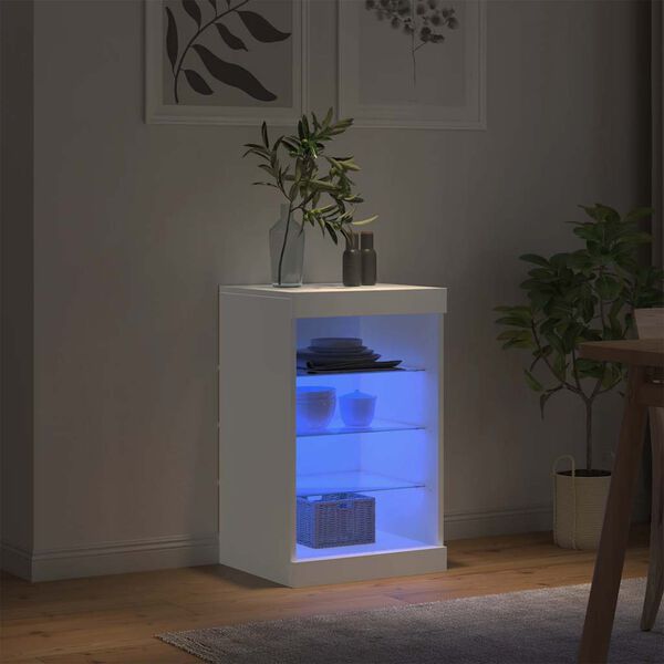vidaXL Skenkur me&eth; LED Lj&oacute;sum Hv&iacute;tur 41x37x67 cm