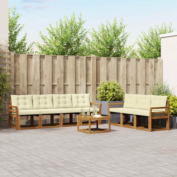 vidaXL &Uacute;ti s&oacute;fasett me&eth; p&uacute;&eth;i 8 pcs N&aacute;tt&uacute;rulegt og Krem