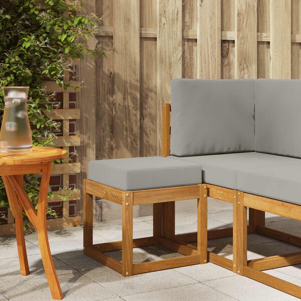 vidaXL St&oacute;lbekkur me&eth; p&uacute;&eth;i N&aacute;tt&uacute;rulegt og Lj&oacute;st Gr&aacute;tt 43 x 43 x 37 cm