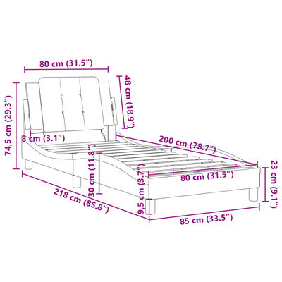 vidaXL Rúmgrind án Dýnu Hvít og Svart 80x200 cm Gervileður