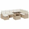 vidaXL Gar&eth;s&oacute;fa sett me&eth; p&uacute;&eth;i 9 pcs Drapplita&eth;ur Poly rattan