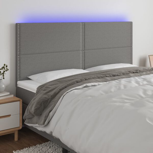 vidaXL LED h&ouml;fu&eth;gafl D&ouml;kkgr&aacute;tt 160x5x118/128 cm Efni
