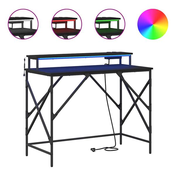 vidaXL Skrifborð Svartur Eik 100 x 50 x 86,5 cm Samsettur viður