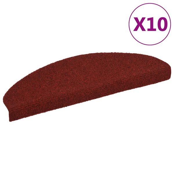 vidaXL Stigamottur sjálflímandi 10 stk 65x21x4 cm Bordeauxrauð hálfhringlaga stór