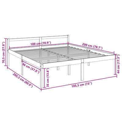 vidaXL Rúmgrind fyrir Eldra Fólk án Dýnu 180x200cm Super King Size